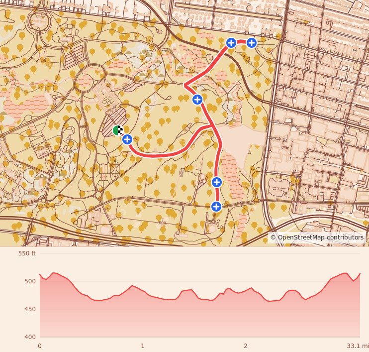 St. Louis Turkey Trot 5K & 8K - 5K course map and elevation profile