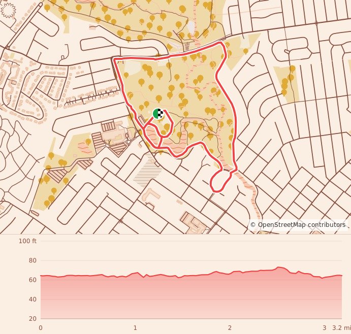 Cranford Santa Run - 5K course map and elevation profile