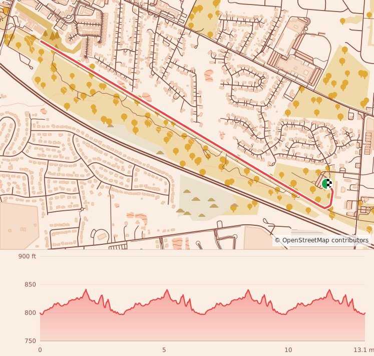 Holiday 5K, 10K, & 13.1M, Beavercreek, OH - Half Marathon course map and elevation profile