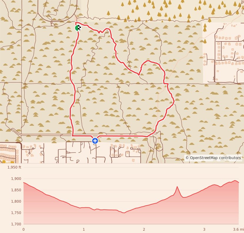 Pass Mountain Trail Runs - 5K course map and elevation profile