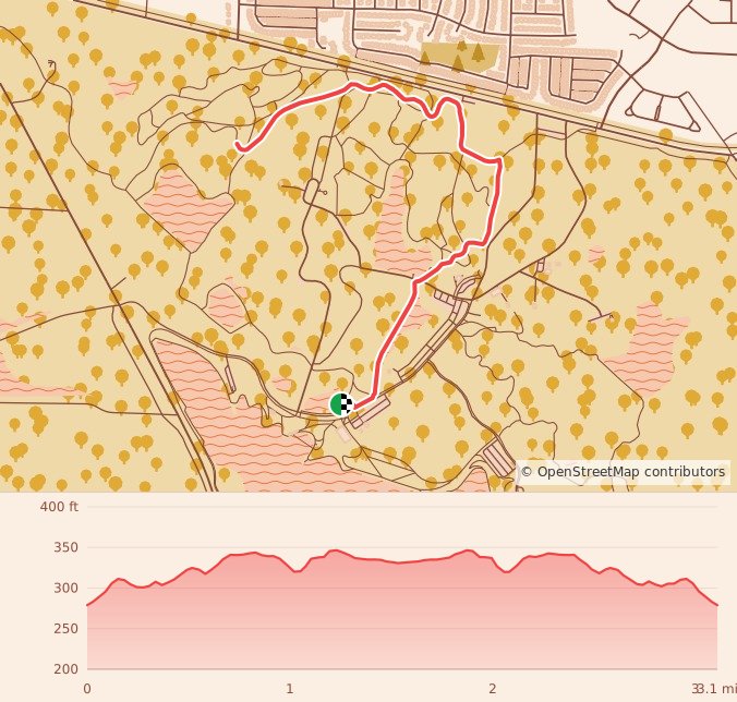 Turkey Trails - Memphis - 5K course map and elevation profile