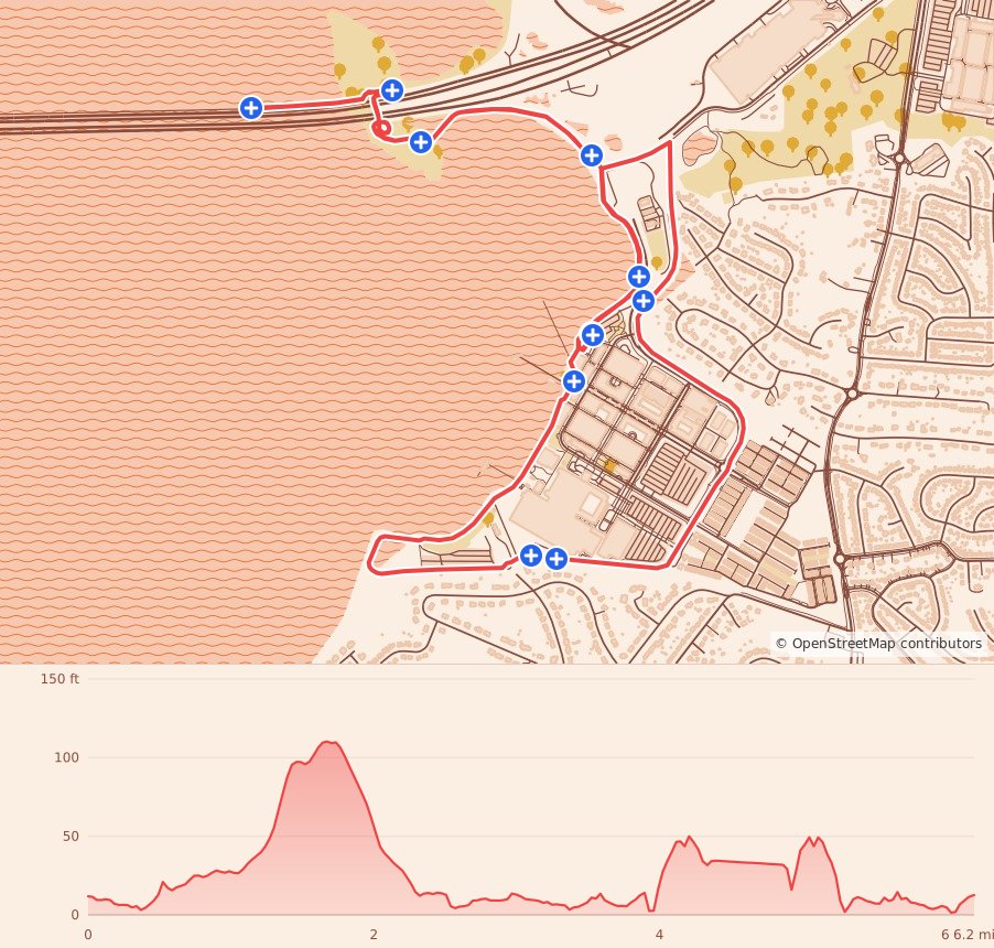 Hot Cider Hustle - Washington D.C. 5K & 10K - 10K course map and elevation profile