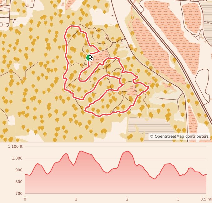 Alley Trail Classic - 5k course map and elevation profile