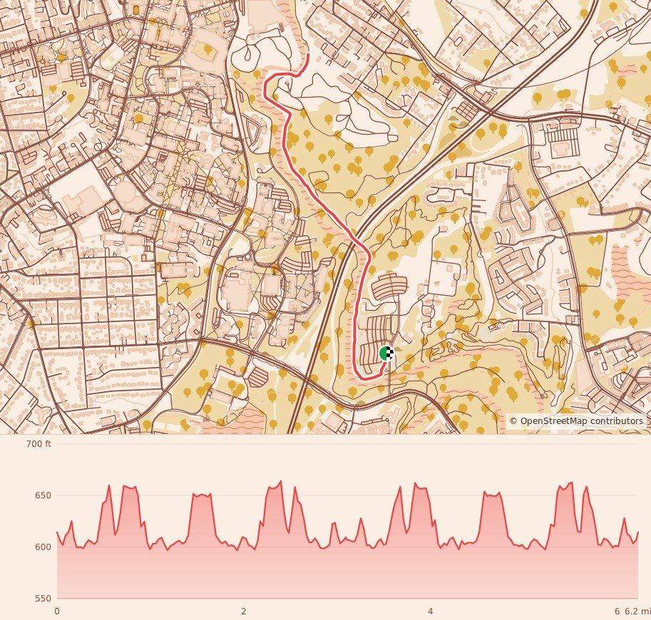 New Year 5K, 10K, & 13.1M at Athens, GA - 10K course map and elevation profile