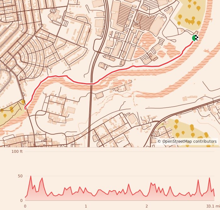 Holiday 5K, 10K, & 13.1M at Colonial Heights, VA - 5K course map and elevation profile