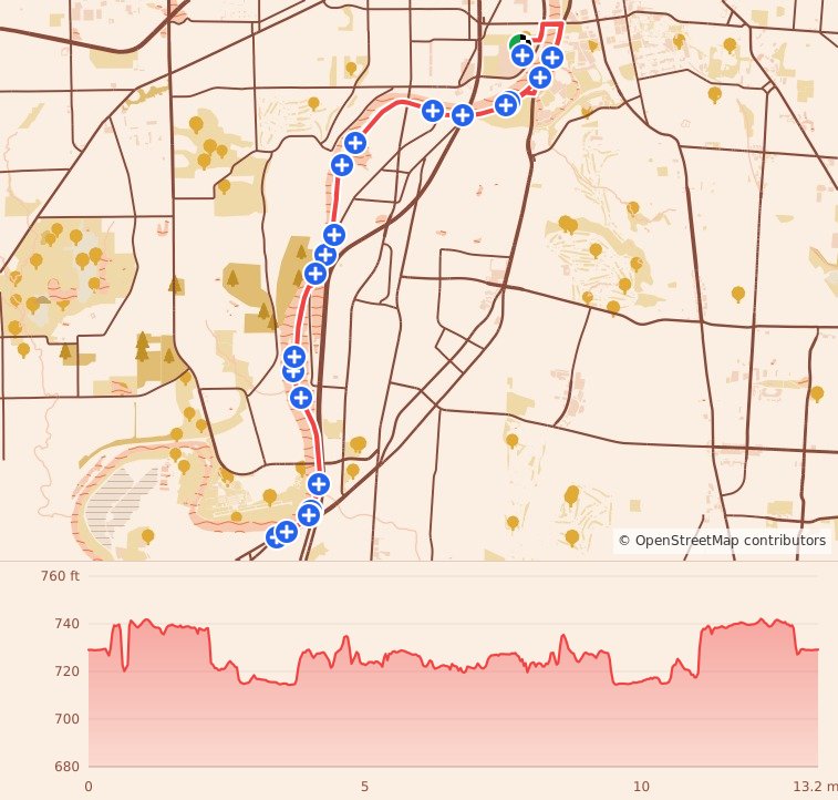 Dayton Turkey Trot Half Marathon & 5K - Half Marathon course map and elevation profile