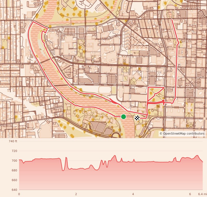 Santa Hustle Indianapolis - 10K course map and elevation profile