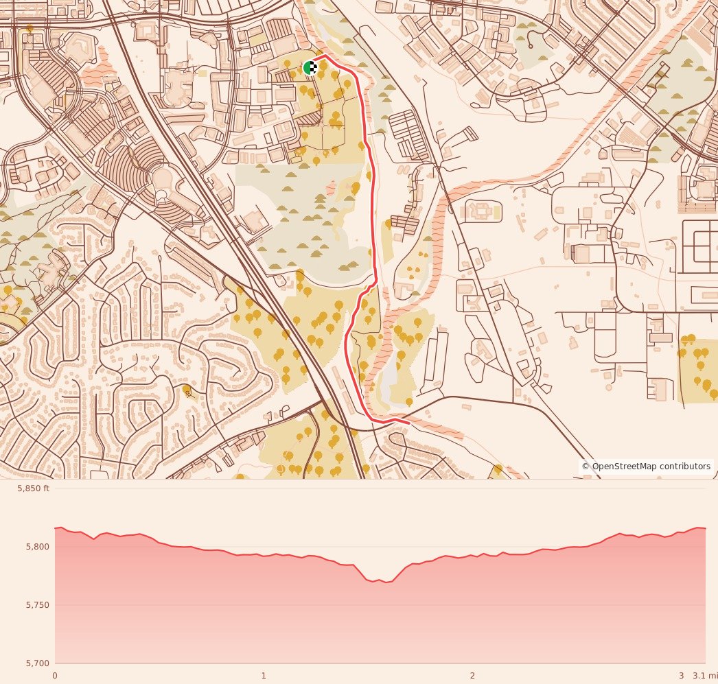 Spooky Sprint - Colorado Springs - 5K course map and elevation profile