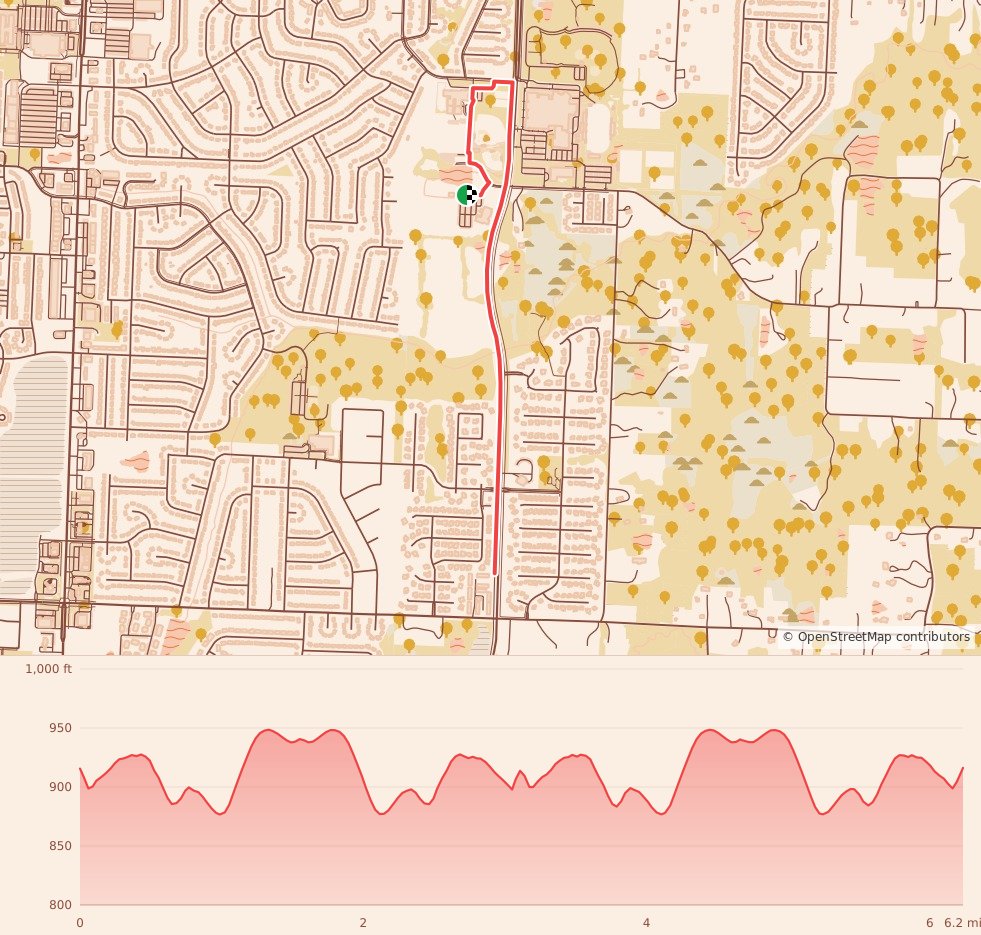 Candy Cane Course - Kansas City - 10K course map and elevation profile