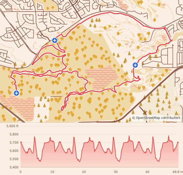 The Bear Chase Race - 50 Miler course map and elevation profile