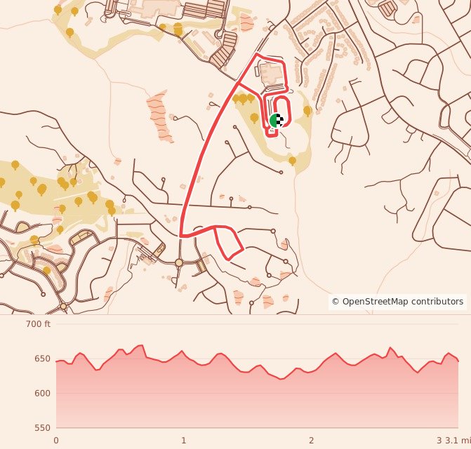 Coyote Classic 5K (CC5K) Howlween Edition - 5K course map and elevation profile