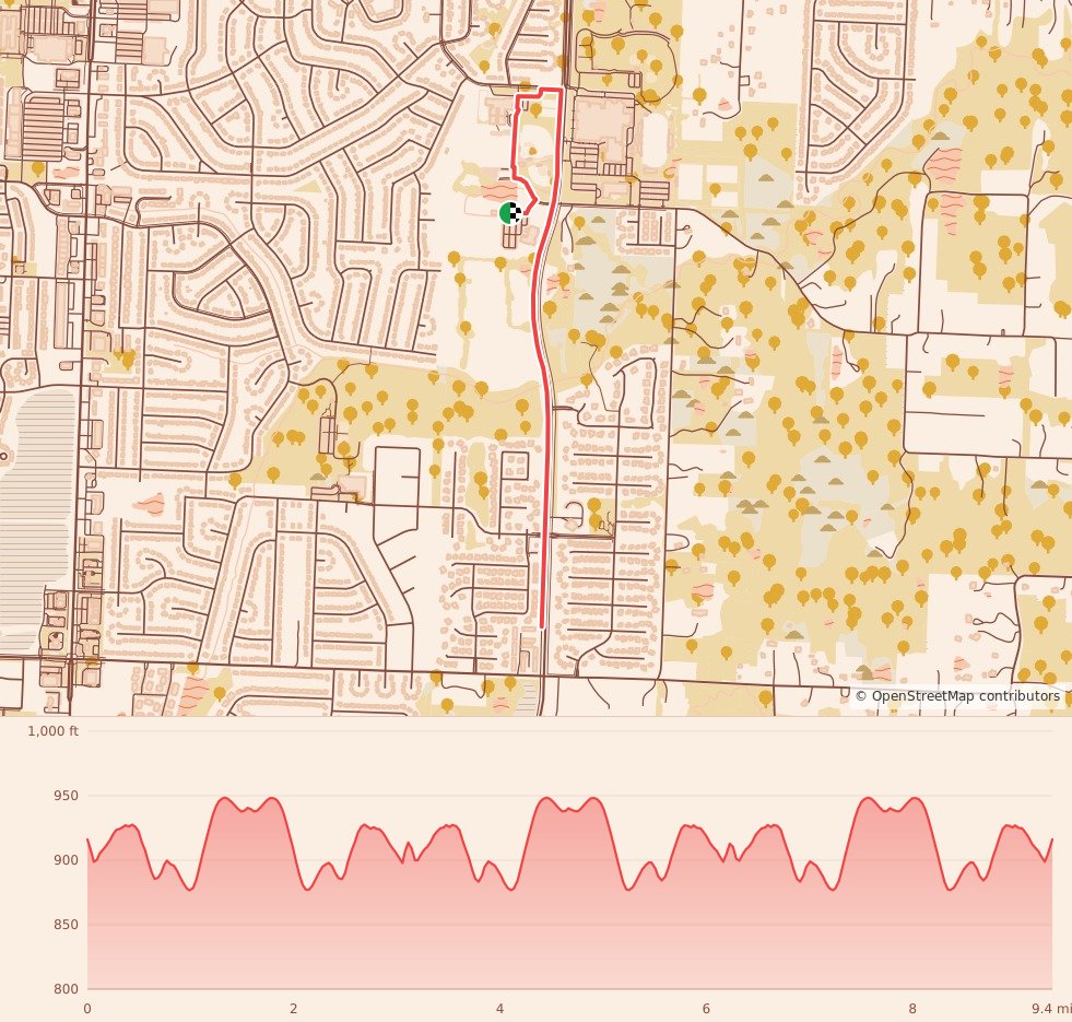 Candy Cane Course - Kansas City - 15K course map and elevation profile