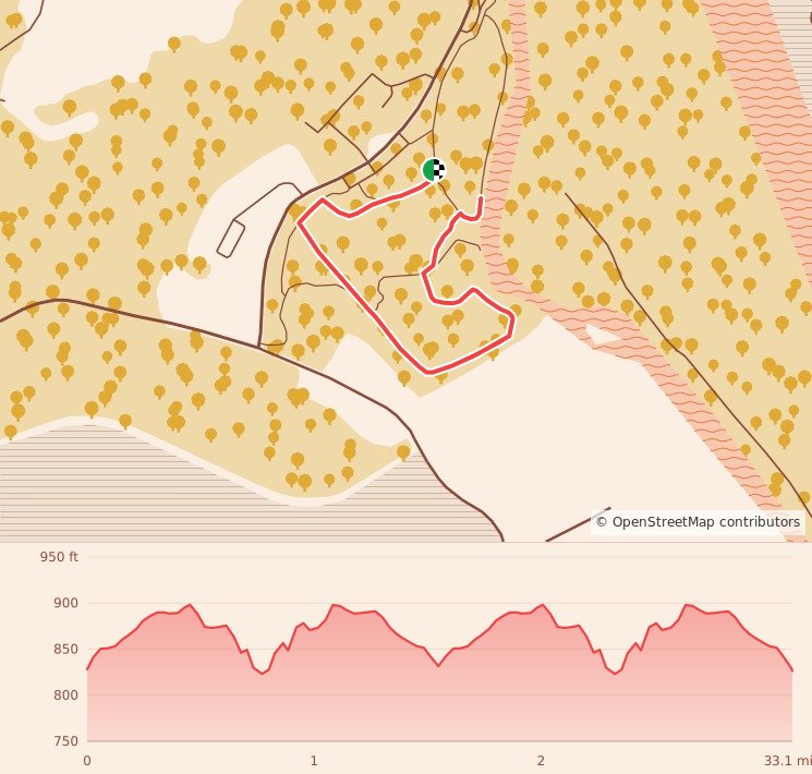 Holiday 5K, 10K, & 13.1M at Knoxville, TN - 5K course map and elevation profile