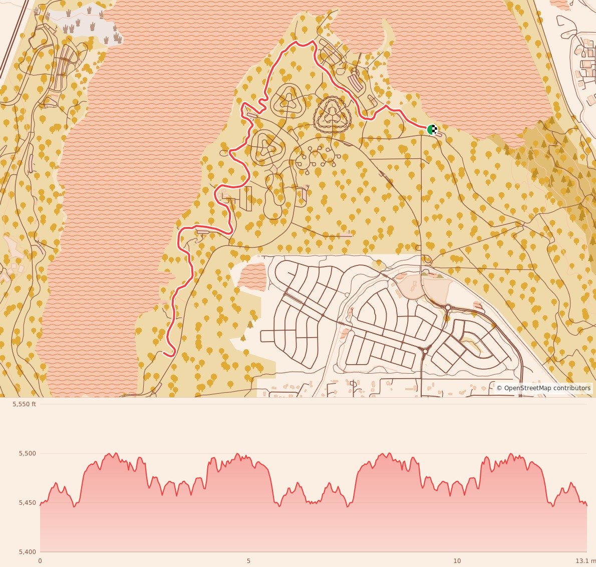 Turkey Trails- Denver - Half Marathon course map and elevation profile