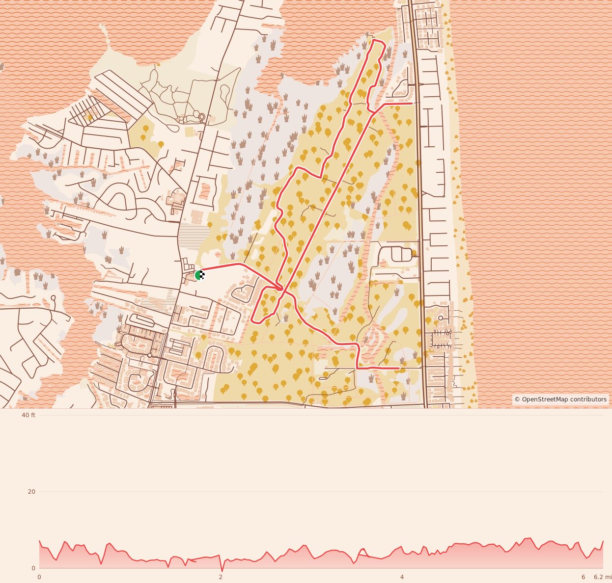 Horseshoe Crab Hustle - Horseshoe 10k Run course map and elevation profile