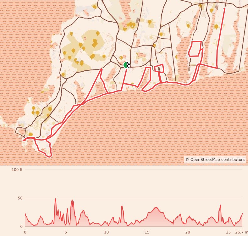 Cape Cod Marathon - Marathon course map and elevation profile