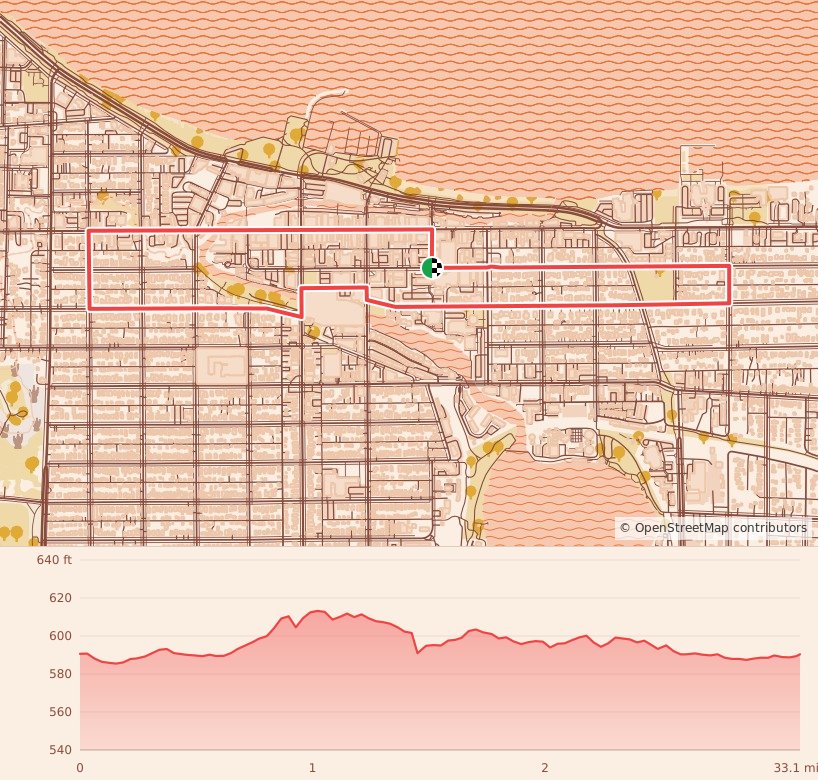 TCTC Jingle Bell Run - 5K course map and elevation profile