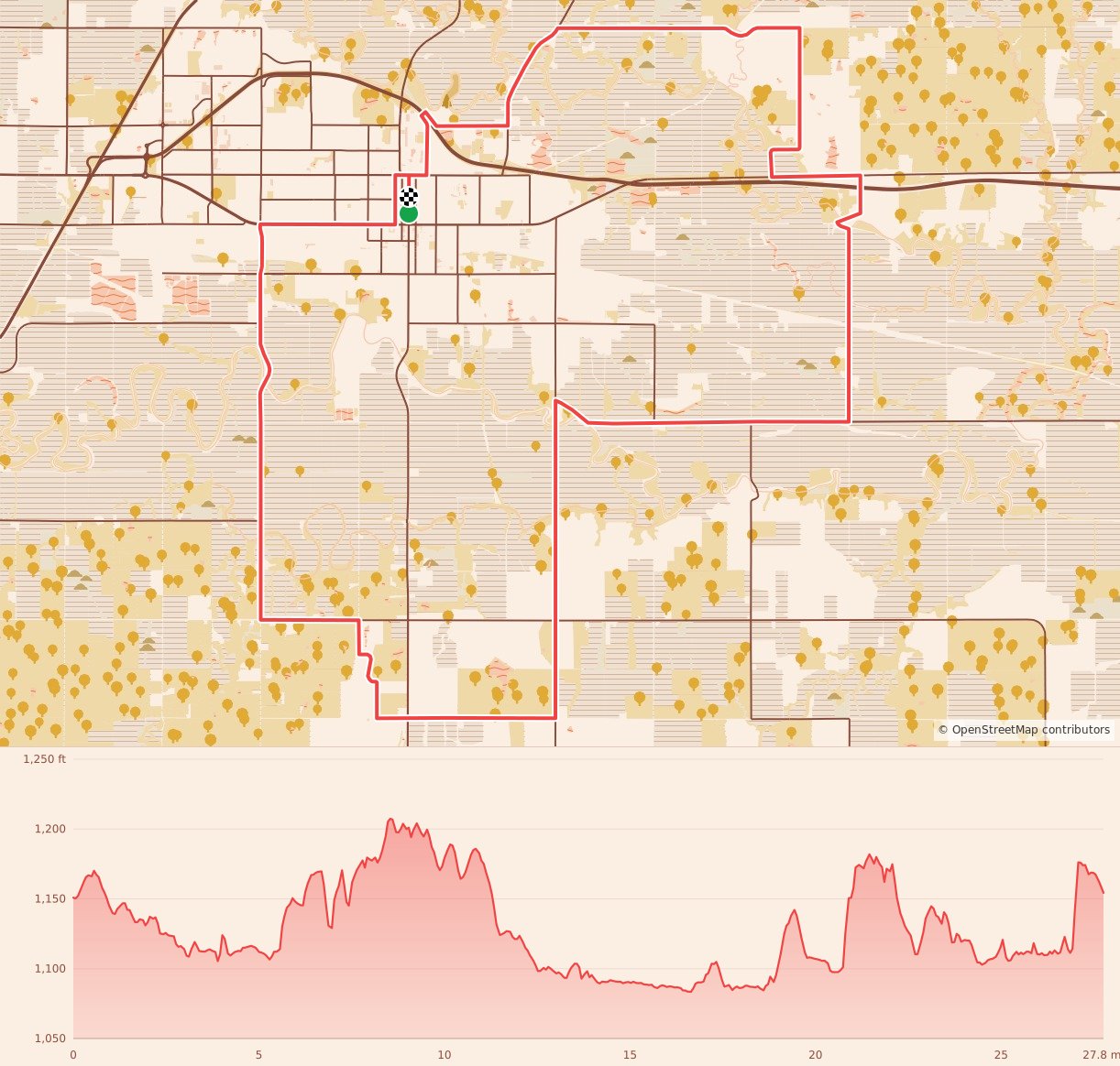 Life Time Unbound Gravel - 25 course map and elevation profile