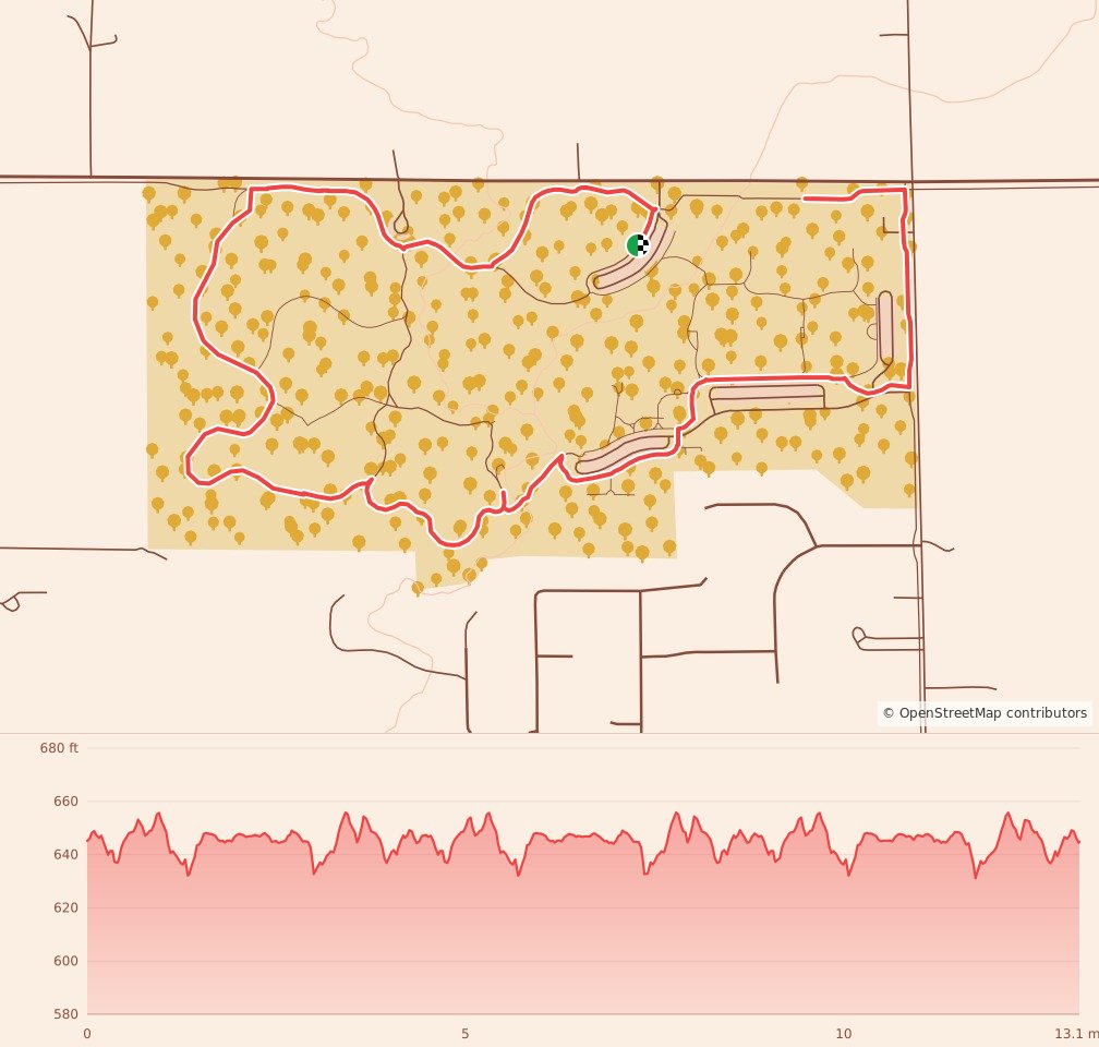 Turkey Trails- Grand Rapids - Half Marathon course map and elevation profile