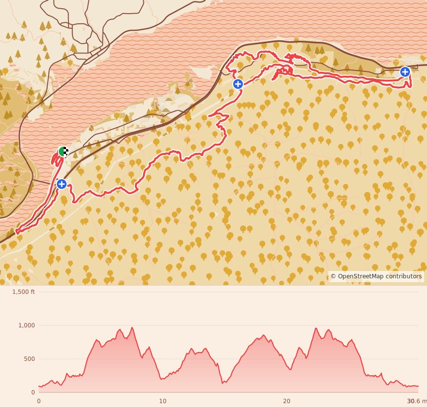 Thunder River - 50K course map and elevation profile
