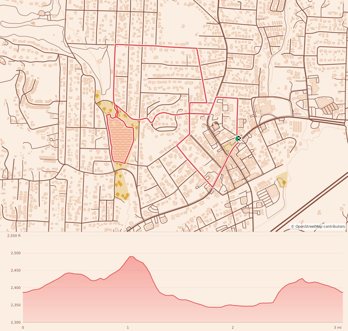 Black Mountain Turkey Trot 5k - 5K course map and elevation profile