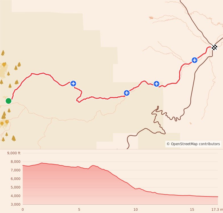Bighorn Trail Run - 18 Miler course map and elevation profile