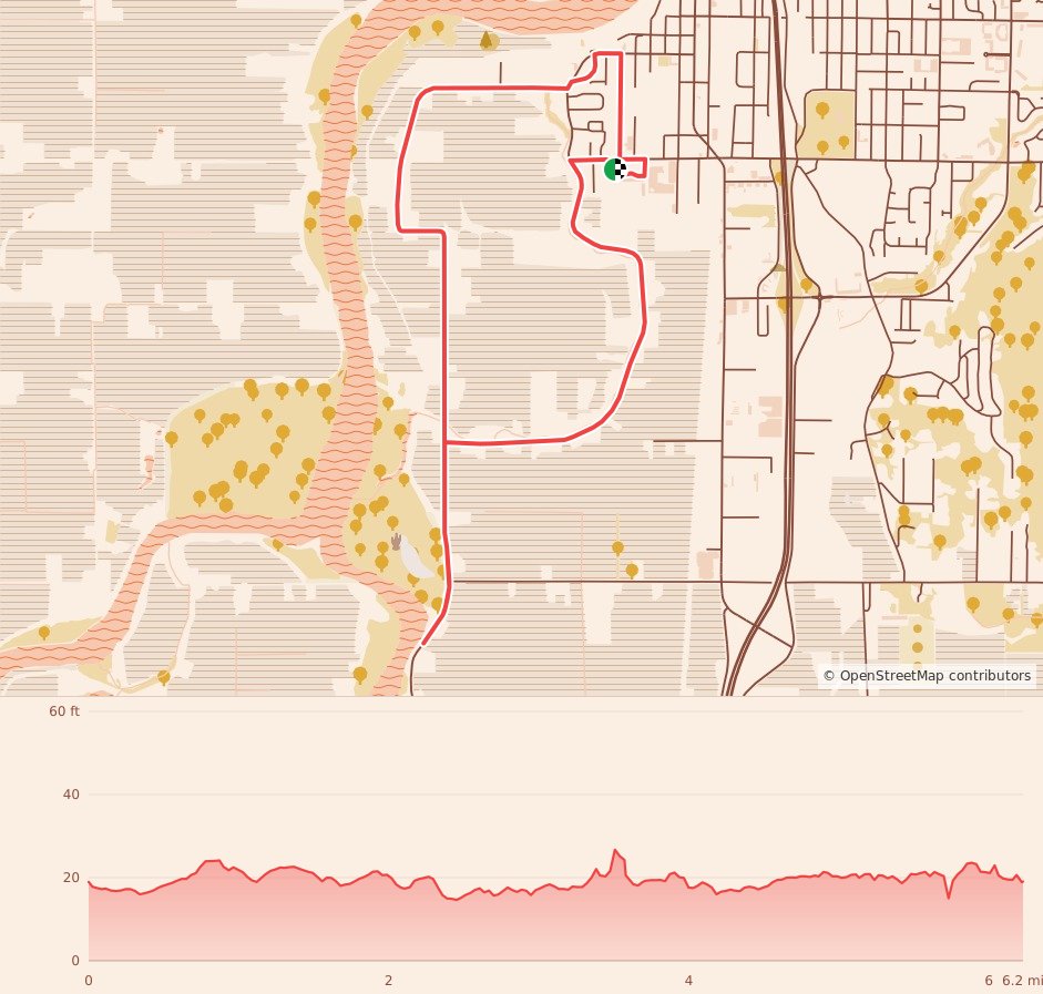 Fowl Fun Run 5K & 10K - 10K course map and elevation profile
