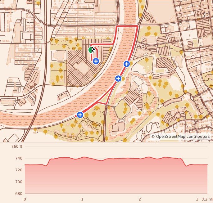 Dayton Turkey Trot Half Marathon & 5K - 5K course map and elevation profile