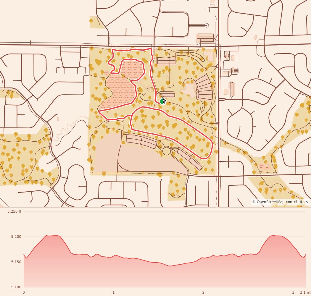 WinterFest 5k & Fun Run - 5K course map and elevation profile