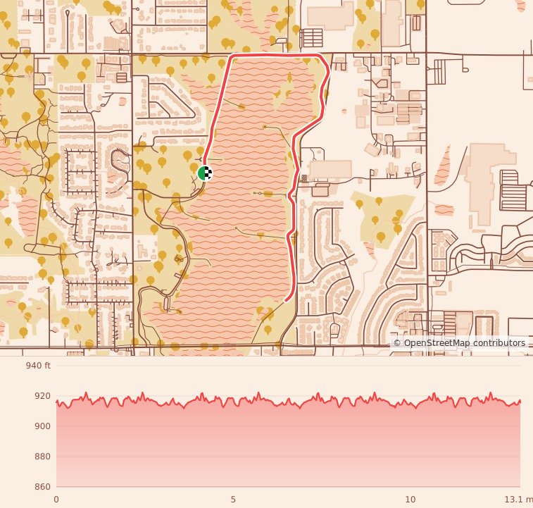 Holiday 5K, 10K, & 13.1M at Stillwater, OK - Half Marathon course map and elevation profile