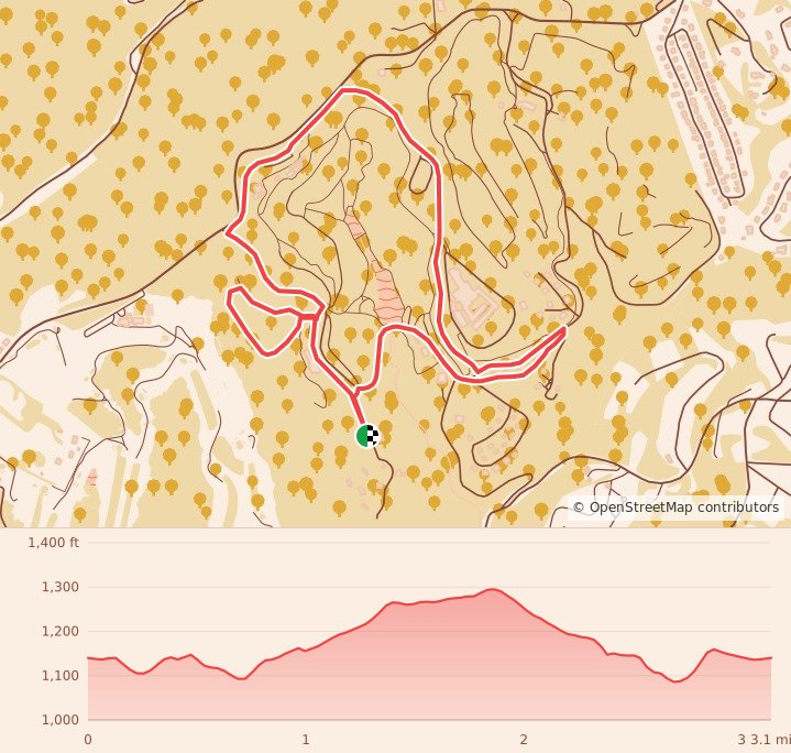 Oglebay Twinkle Trot 5k - 5k course map and elevation profile