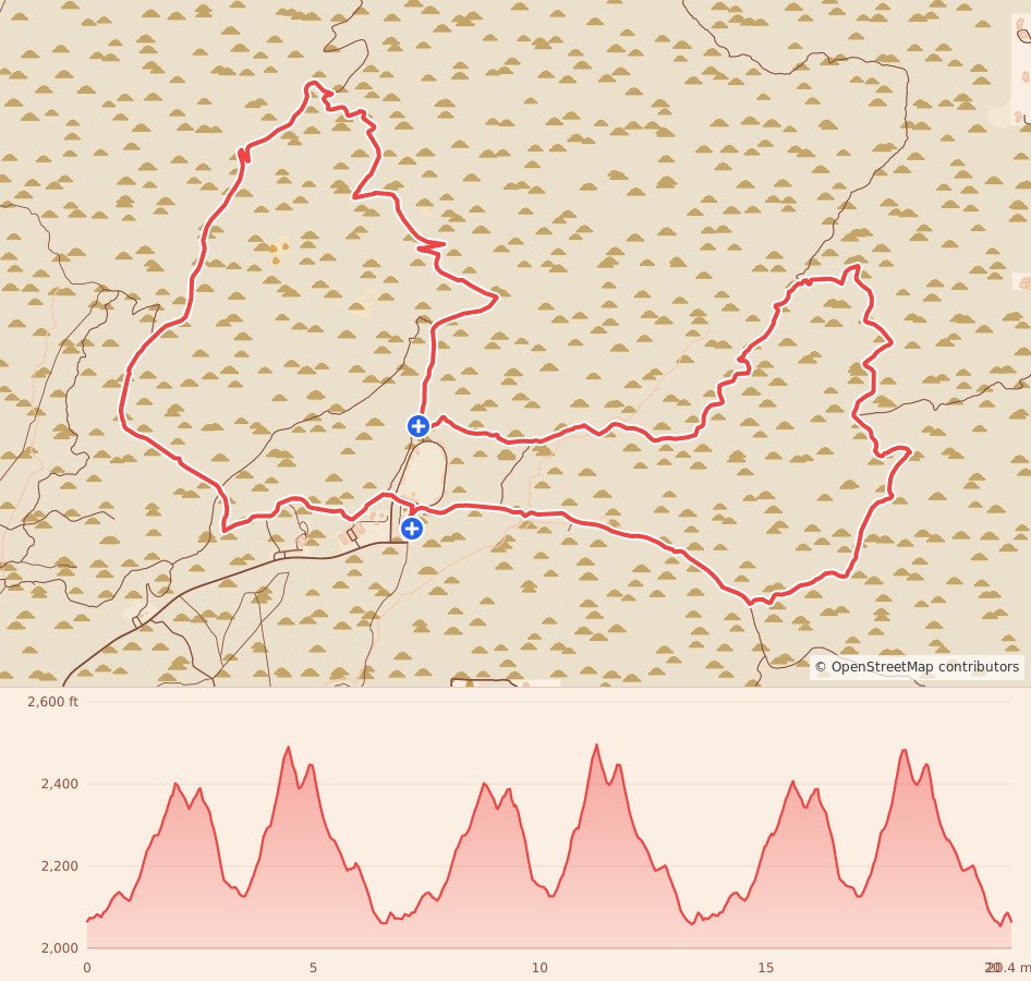 Thrasher Night Trail - 33K course map and elevation profile