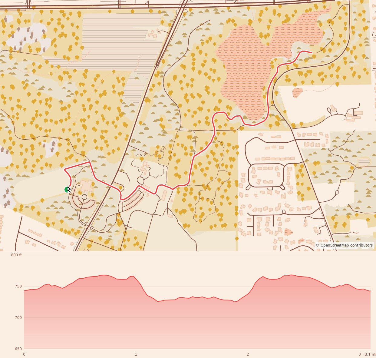 Turkey Day 5K (Danada - Naperville) - 5K course map and elevation profile