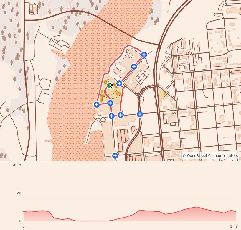 Dashing Thru The Glow - 1 Mile course map and elevation profile