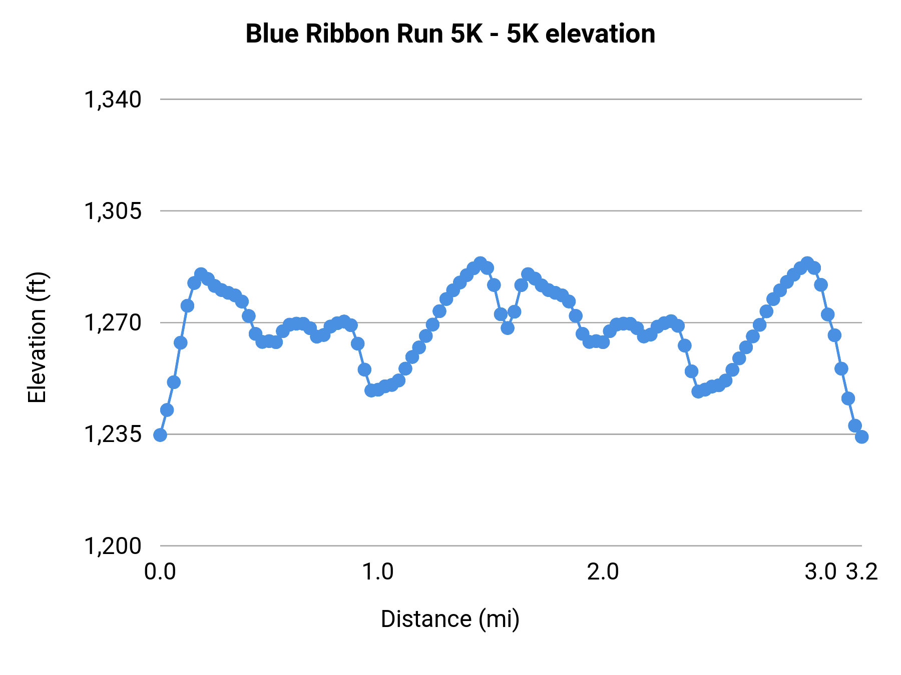 Blue Ribbon Run 5K - 5K elevation profile