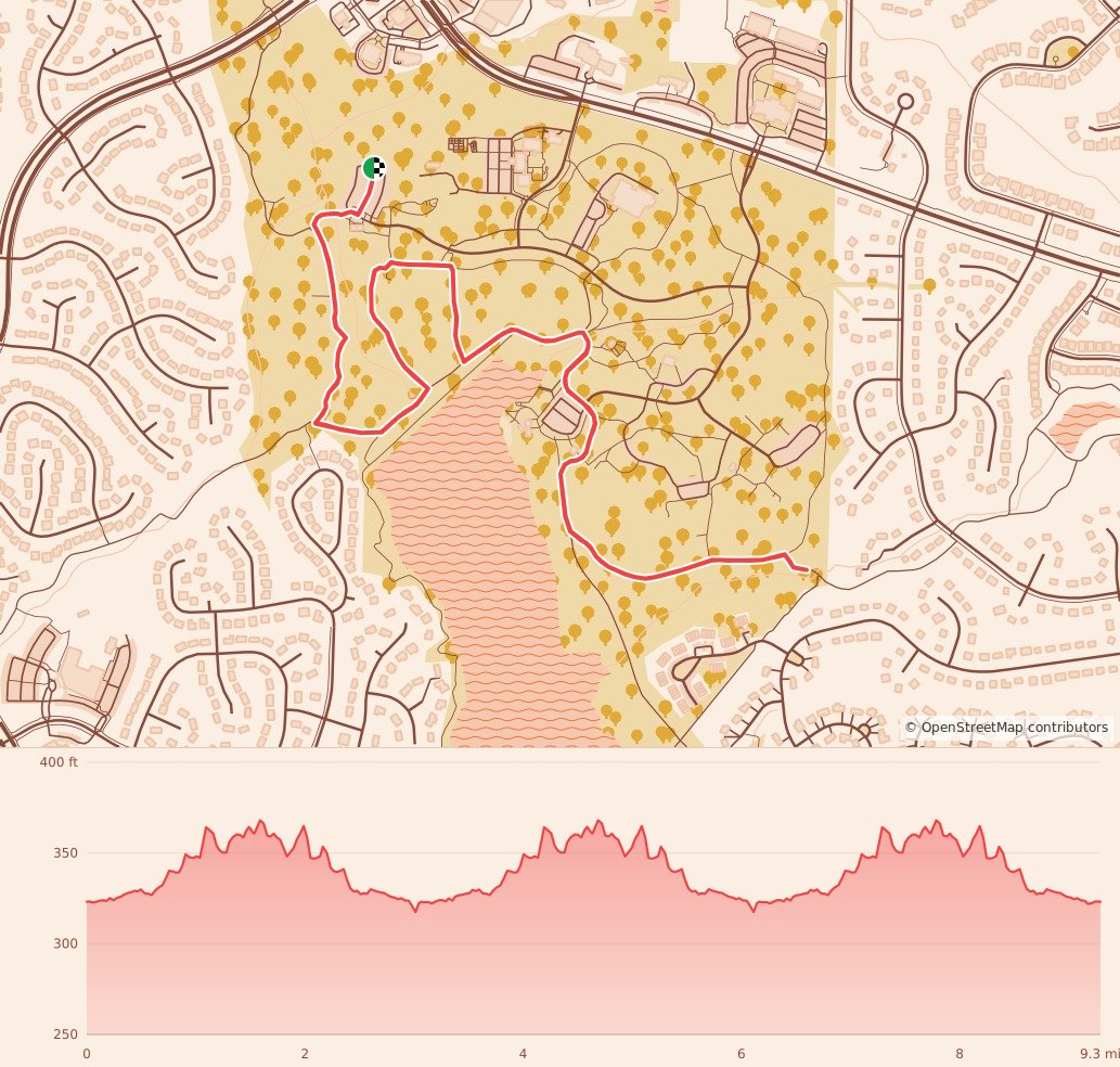 Stars, Stripes, & Strides - 15K course map and elevation profile