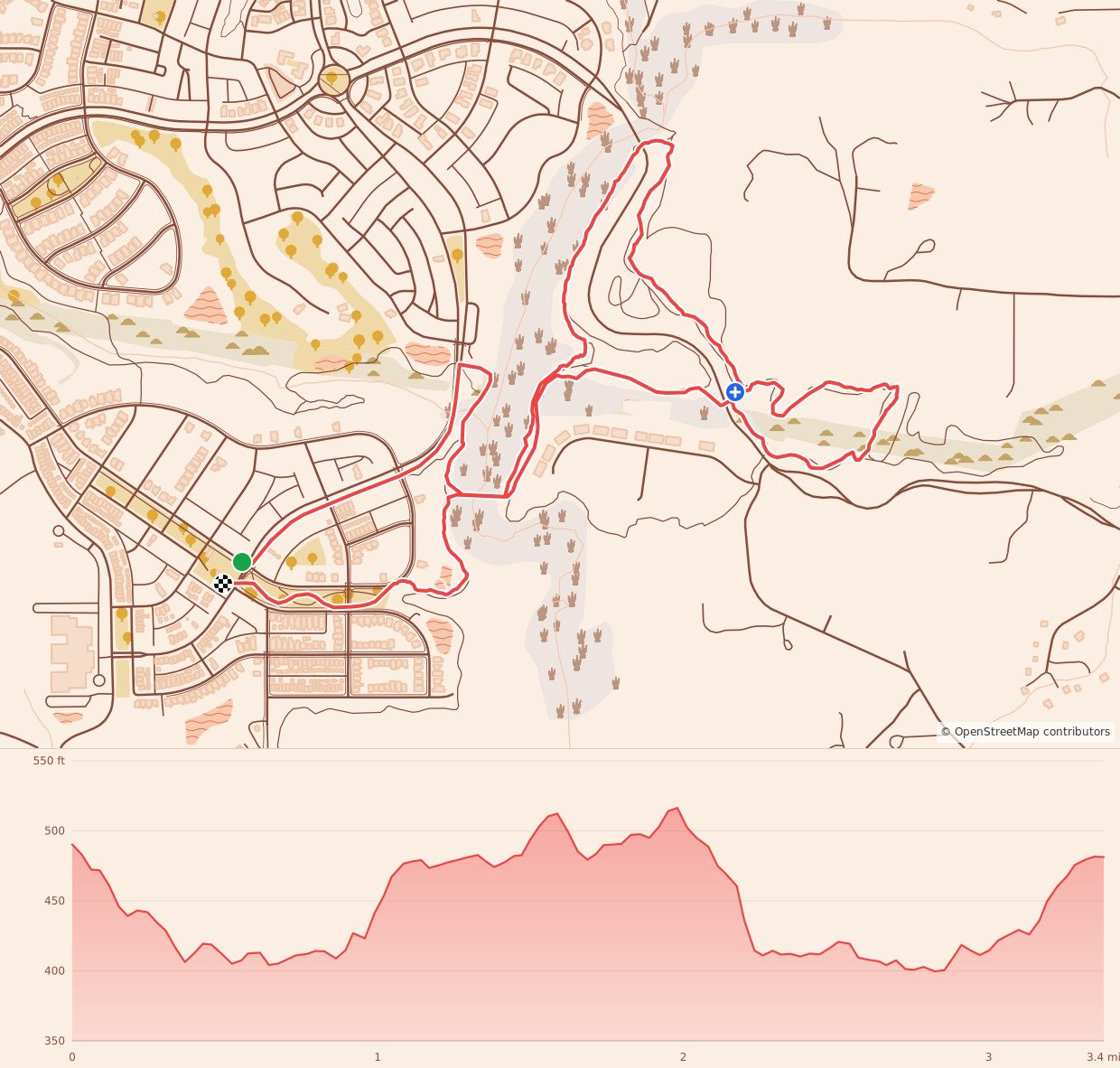 Leftovers Trail Run - 5K course map and elevation profile