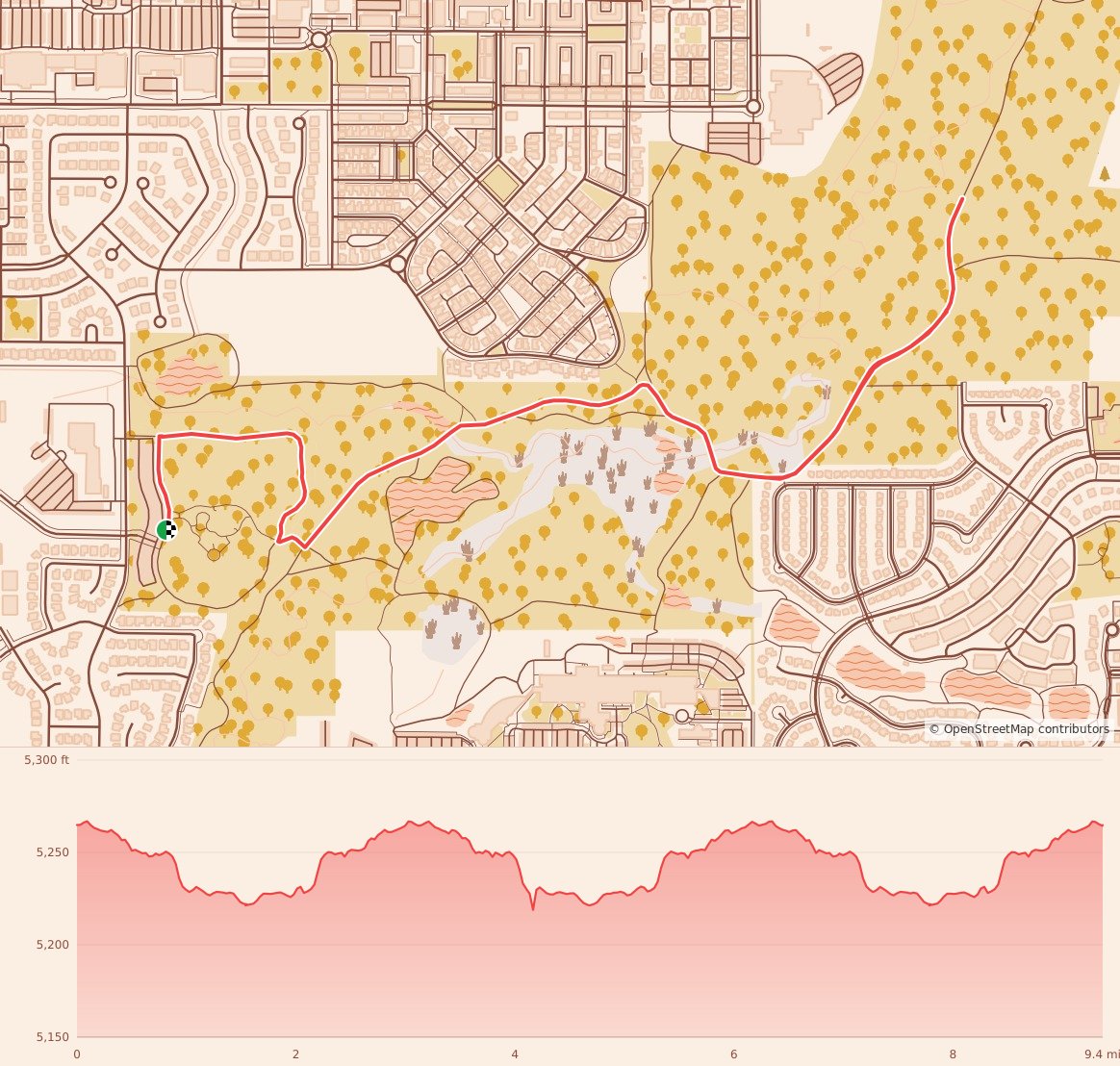 Candy Cane Course - Denver - 15K course map and elevation profile