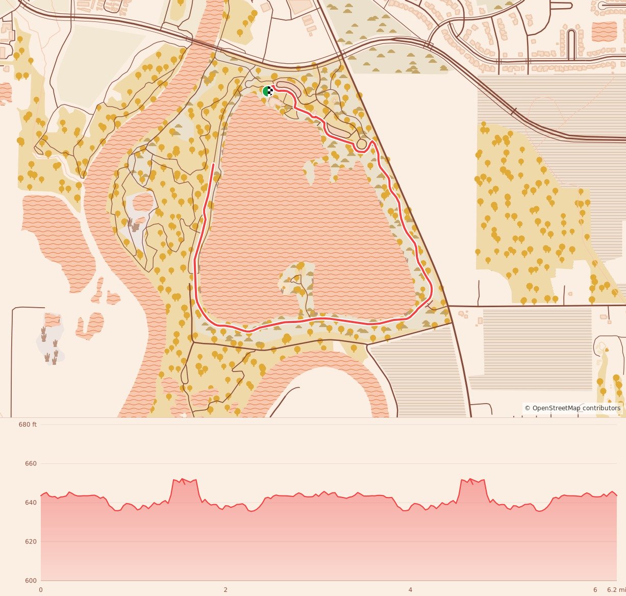 Holiday 5K, 10K, & 13.1M at Iowa City, IA - 10K course map and elevation profile