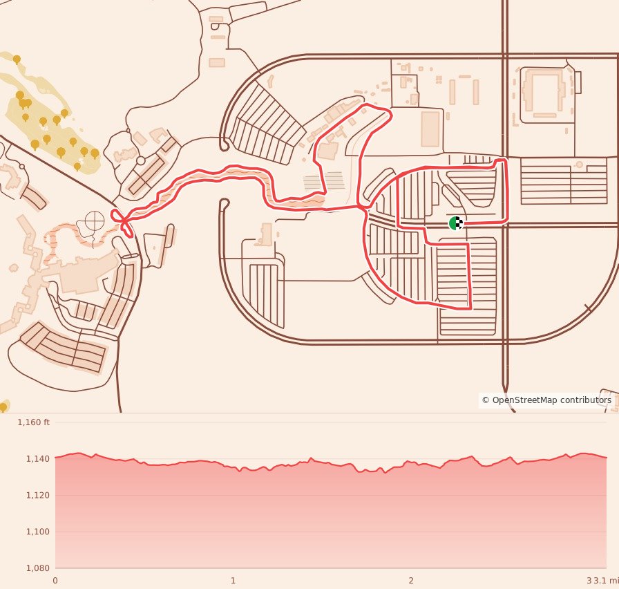 The Cowboy Christmas 5k - 5K course map and elevation profile