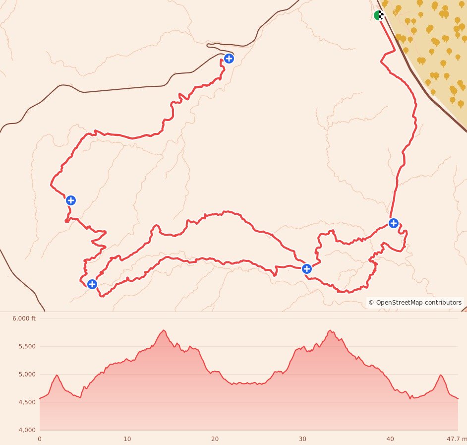 Dead Horse Ultra - 50 Miler course map and elevation profile