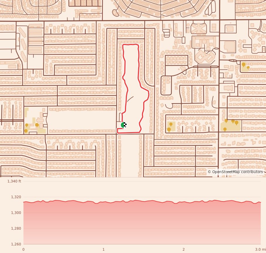 Sunland Beautification Fun Run/Walk - 5K course map and elevation profile