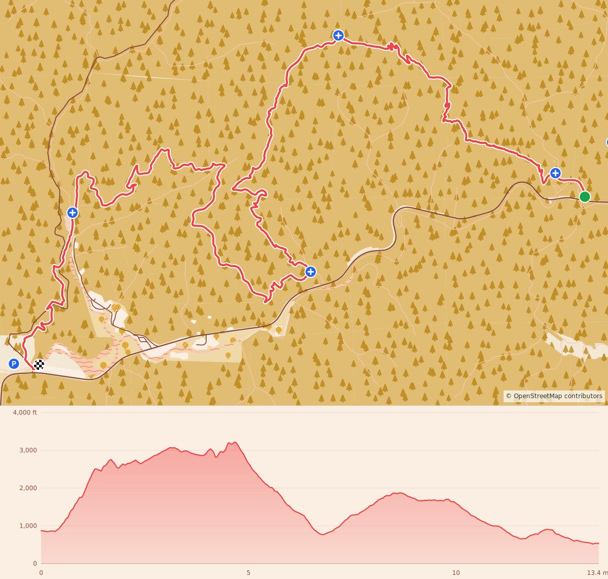 Elk-Kings 25k/50k - 25K course map and elevation profile
