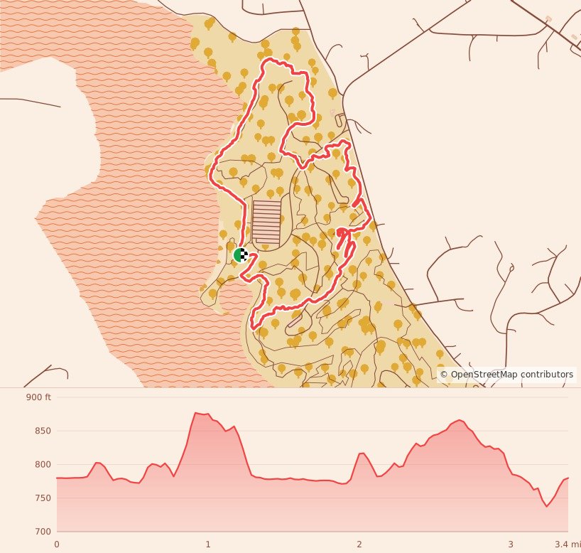 Ragnar Trail Ohio - Green Loop course map and elevation profile