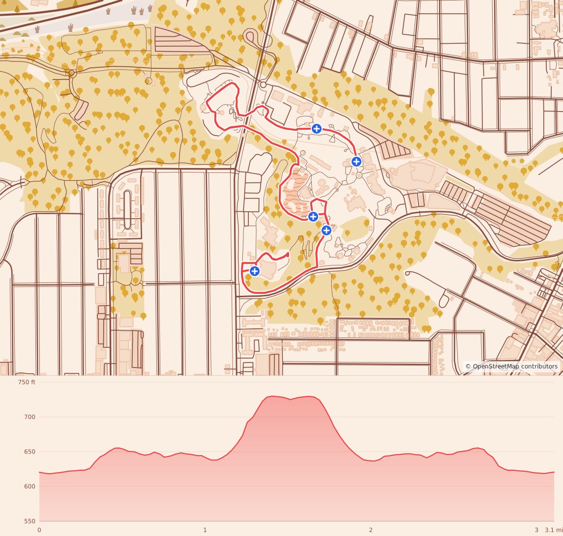 Cleveland Metroparks Ugly Sweater 5k - 5K course map and elevation profile