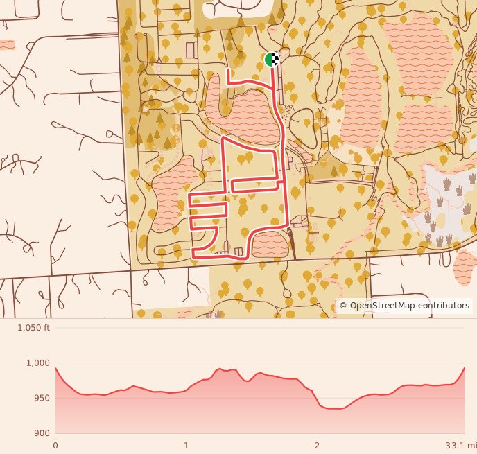 Dancing Bulbs Dash - 5K course map and elevation profile