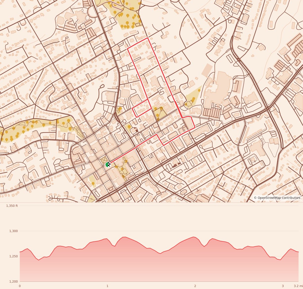 Gainesville's Thanksgiving Day Cops & Gobblers 5K - 5K course map and elevation profile