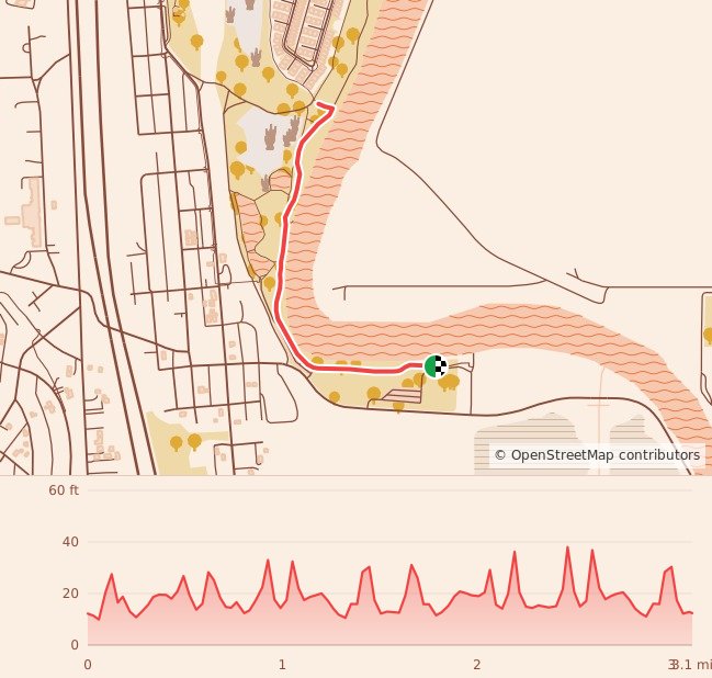 Holiday 5K, 10K, & 13.1M at Everett, WA - 5K course map and elevation profile