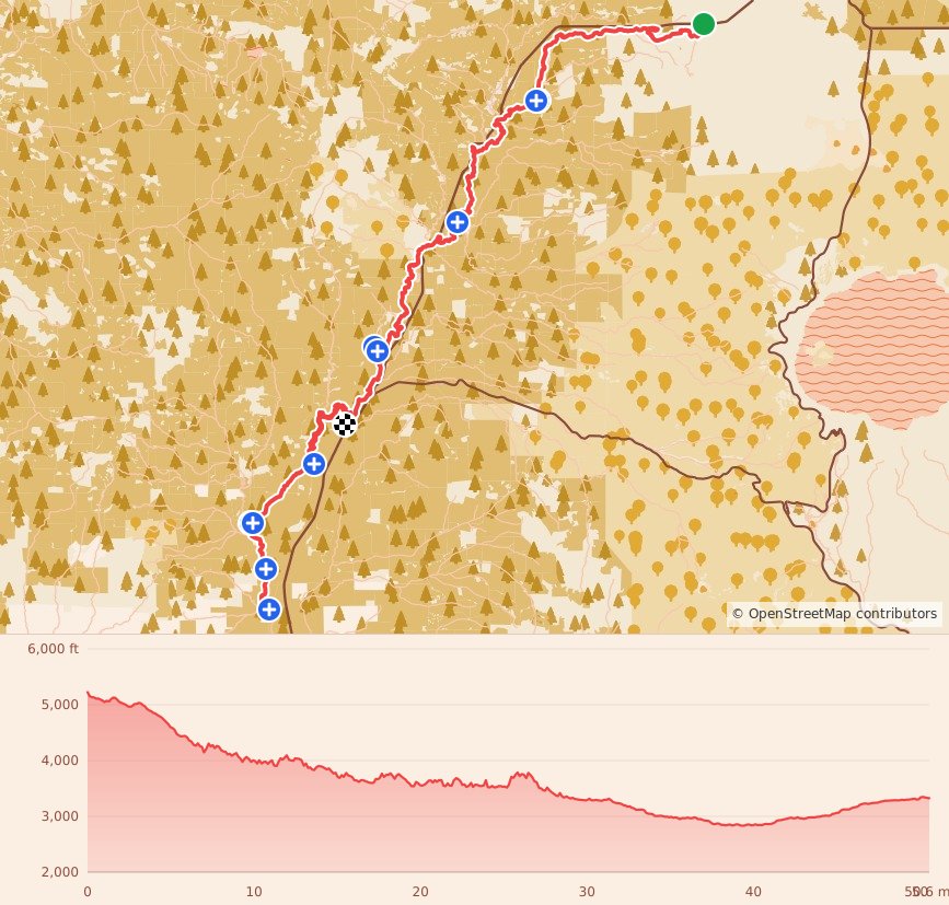 Rogue Gorge - 50 Miler course map and elevation profile