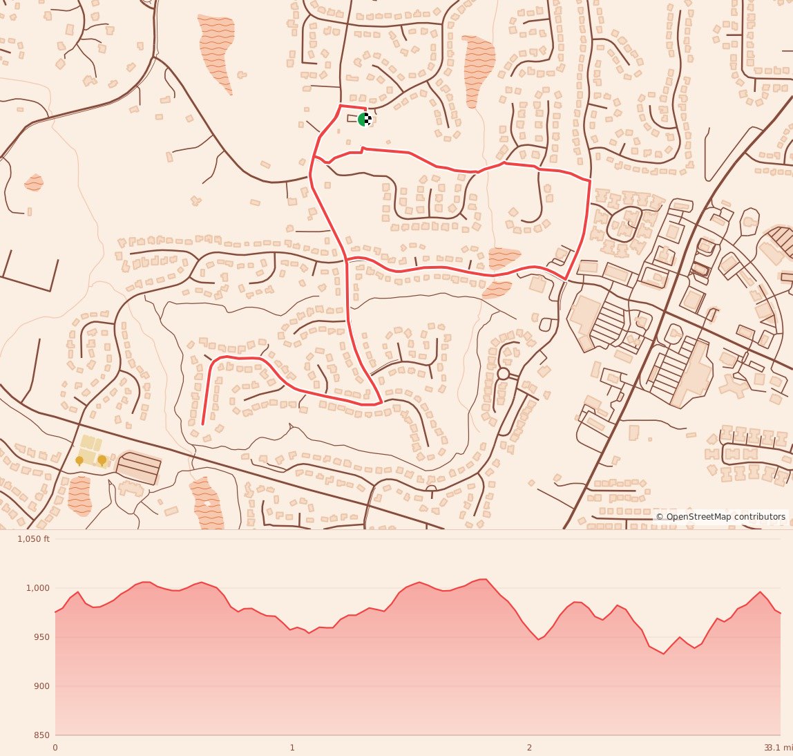 Brookstone 5K - 5K course map and elevation profile